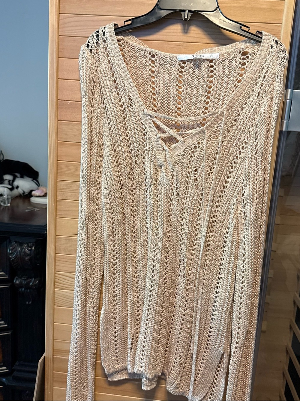 Guess Open-Knit Beach Coverup in Beige